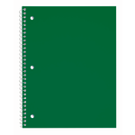 Just Basics Poly Spiral Notebook, 8in x 10-1/2in, 1 Subject, Wide Ruled, 70 Sheets, Green