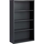 Lorell Fortress Steel 60inH 4-Shelf Bookcase, Charcoal