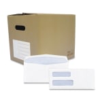 Quality Park #8 5/8 Double Window Envelopes, Bottom Left Window, Gummed Seal, White, Box Of 1,000