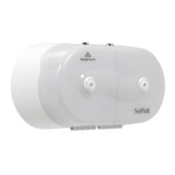 SofPull Mini Twin High-Capacity Center-Pull Bathroom Tissue Dispenser, Translucent White