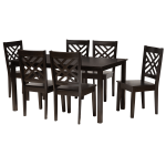 Baxton Studio Ani 7-Piece Dining Set, Dark Brown