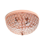 Lalia Home Crystal Glam 2-Light Ceiling Flush-Mount Light, Rose Gold/Crystal