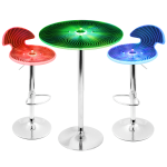 Lumisource Spyra Light-Up Multicolor Bar Table With 2 Multicolor Stools