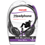 Maxell HP-100 On-Ear Headphones With Microphone, Black