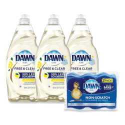 Dawn Platinum Liquid Dish Detergent, Lemon Scent, 24 Oz, Carton Of 3 Bottles/2 Sponges