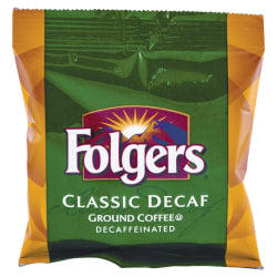 Folgers Single-Serve Coffee Packets, Classic Roast, Decaffeinated, Carton Of 42