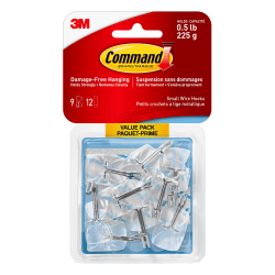 Command Small Clear Wire Hooks, 9-Command Hooks, 12-Command Strips, Damage-Free, Clear