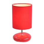 Simple Designs Stonies Small Stone Look Table Bedside Lamp, Red