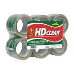 Duck HD Clear Extra-Wide Heavy Duty Packaging Tape, 3in x 55 Yd., Clear, Pack Of 6