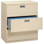 HON Brigade 600 42inW x 19-1/4inD Lateral 3-Drawer File Cabinet, Putty