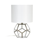 Lalia Home Transparent Octagonal Table Lamp, 15-1/2inH, White Shade/Brass Base