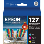 Epson 127 DuraBrite Ultra Cyan, Magenta, Yellow Ink Cartridges, Pack Of 3, T127520-S