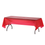 Genuine Joe Plastic Table Covers, 54in x 108in, Red, Pack Of 6