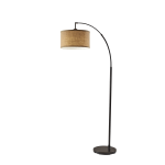 Adesso Simplee Burlap Arc Floor Lamp, 68inH, Antique Bronze Base