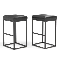 Lumisource Fuji Contemporary Counter Stools, Silver, Set Of 2 Stools