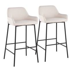 ALPHA HOME Faux Leather Bar Stools, Black, Set Of 2 Stools