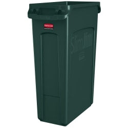 Rubbermaid Slim Jim Rectangular Polyethylene Vented Waste Receptacle, 23 Gallons, Green