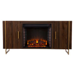 SEI Furniture Dashton Electric Fireplace, 27inH x 55inW x 16-1/2inD, Brown/Gold