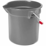 Rubbermaid Commercial Brute 10-quart Utility Bucket - 2.50 gal - Heavy Duty, Rust Resistant, Bend Resistant - 10.2in - Plastic, Steel, High-density Polyethylene (HDPE) - Gray, Nickel, Chrome - 12 / Carton