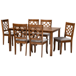 Baxton Studio Mael 7-Piece Dining Set, Gray/Walnut