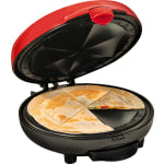 Taco Tuesday 6-Wedge Electric Quesadilla Maker With Extra Stuffing Latch, 5in x 9-1/2in x 11in, Red