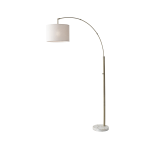 Adesso Bowery Arc Floor Lamp, 73 1/2inH, Off-White Shade/White Base