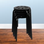 Flash Furniture Plastic 17-1/2in Nesting Stack Stools, Black, Set Of 5 Stools