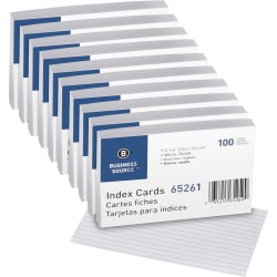 Business Source Ruled Index Cards - Front Ruling Surface - Ruled - 72 lb Basis Weight - 6in x 4in - White Paper - 1000 / Box