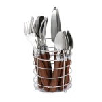 Gibson Everyday Buckstrap 16-Piece Flatware Set With Caddy, Cocoa Brown