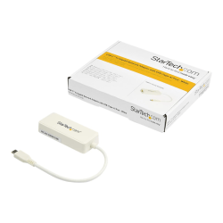 StarTech.com USB C To Gigabit Ethernet Adapter With USB A Port, White