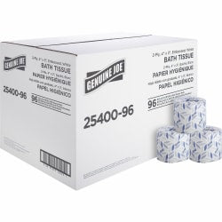 Genuine Joe Jumbo Jr Dispenser Bath Tissue Roll - 2 Ply - 3.30in x 1000 ft - 8.88in Roll Diameter - White - Fiber - 12 / Carton