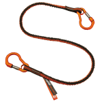 Ergodyne Squids 3110F(x) Standard Tool Lanyards With Dual Carabiner, 10 Lb, Orange/Gray, Pack Of 6 Lanyards