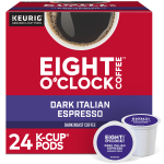 Eight O-Clock Single-Serve Coffee K-Cup Pods, Dark Italian, Carton Of 24