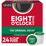 Eight O-Clock Single-Serve Coffee K-Cup Pods, Decaffeinated, Original, Carton Of 24