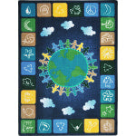 Joy Carpets Kid Essentials Rectangular Area Rug, One World, 7-2/3ft x 10-3/4ft, Neutral