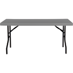 AbilityOne Blow-Molded Folding Table, 29inH x 18inW x 60inD, Charcoal Gray/Gray