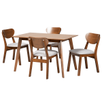 Baxton Studio Damara 5-Piece Dining Set, Gray/Walnut Brown