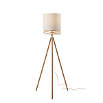 Adesso Melanie Tripod Floor Lamp, 60inH, White/Natural With Antique Brass