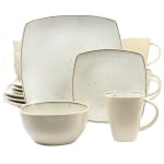 Gibson Elite Soho Lounge 16-Piece Stoneware Dinnerware Set, Light Taupe