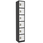 Alpine 6-Tier Steel Lockers, 72inH x 12inW x 12inD, Black/White, Pack Of 4 Lockers