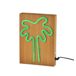 Adesso Simplee Wood-Framed Neon Table Lamp, 9inH, Palm Tree