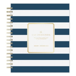 2024 Day Designer Daily/Monthly Planning Calendar, 8in x 10in, Navy Stripe Frosted, January To December 2024 , 142098