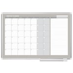 MasterVision Gold Ultra Magnetic Dry-Erase Monthly Calendar Planning Board, Lacquered Steel, 48in x 36in, White/Plate Gray, Silver Aluminum Frame