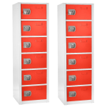 Alpine 6-Tier Steel Lockers, 72inH x 12inW x 12inD, Red, Pack Of 2 Lockers