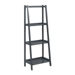 New Ridge Home Goods Dunnsville 60inH 4-Tier Leaning Ladder Bookcase, Graphite