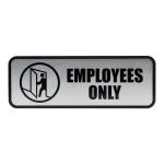 Cosco Brushed Metal "Employees Only" Sign, 3in x 9in, Silver