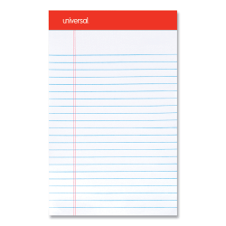 Universal Perforated Ruled Writing Pads, Narrow Rule, 5in x 8in, Canary Yellow, Pack Of 12 Pads