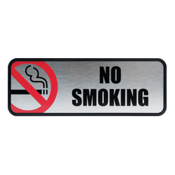 Cosco Brushed Metal "No Smoking" Sign, 3inx 9in, Silver