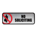 Cosco Brushed Metal "No Soliciting" Sign, 3in x 9in