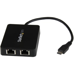 StarTech.com USB C To Dual Gigabit Ethernet Adapter With USB 3.0 (Type-A) Port